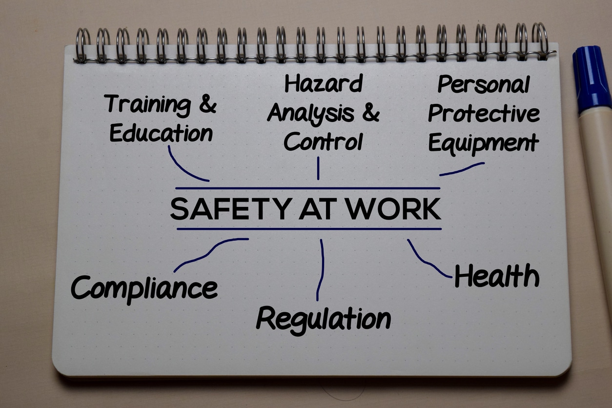 spiral binder page listing various aspects of cleanroom safety